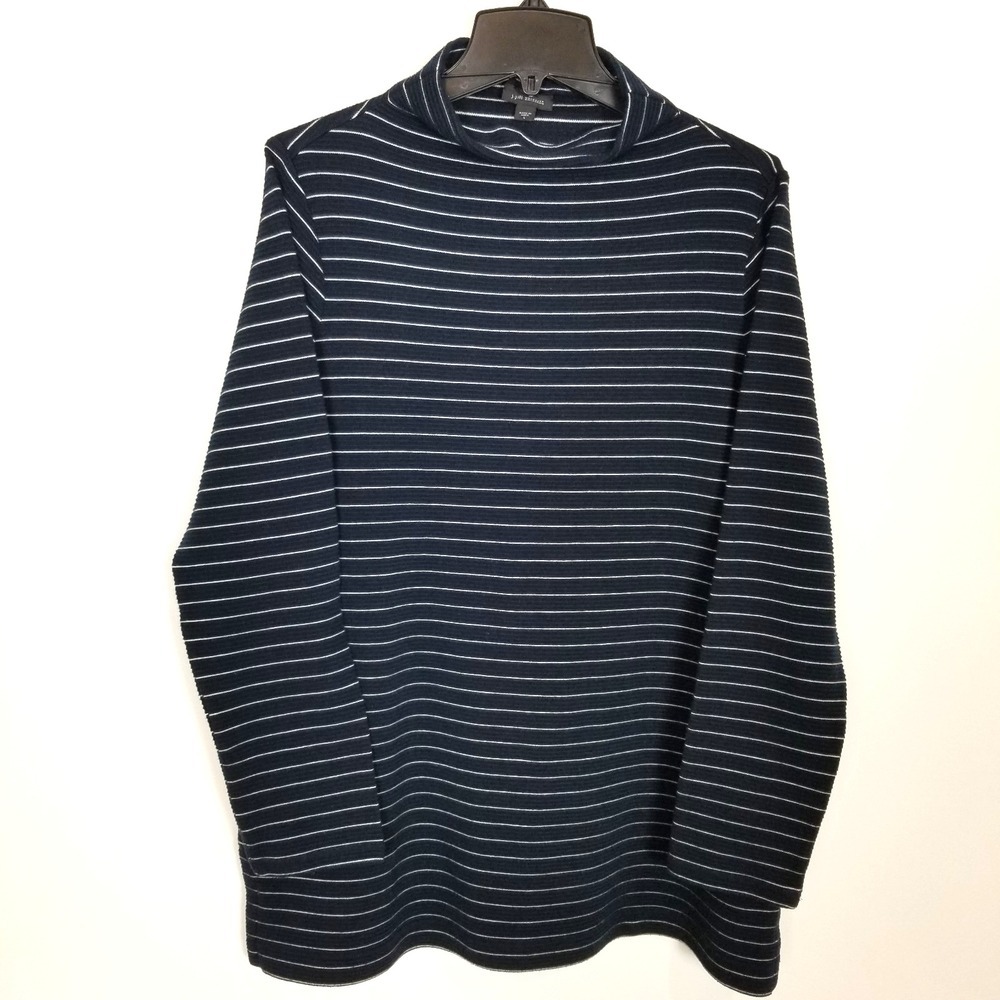 J.Jill Wearever Collection Women Striped‎ Turtleneck Pullover Sz L Black Light